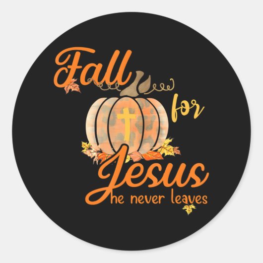 Fall für Jesus, Verlasse er nie Leopard Pumpkin Runder Aufkleber (Vorderseite)
