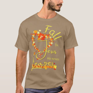 Fall für Jesus, Verlasse er nie Pumpkin Christlich T-Shirt