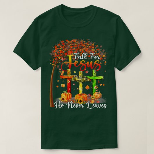 Fall für Jesus, Verlasse er nie Pumpkin Thanksgivi T-Shirt (Design vorne)