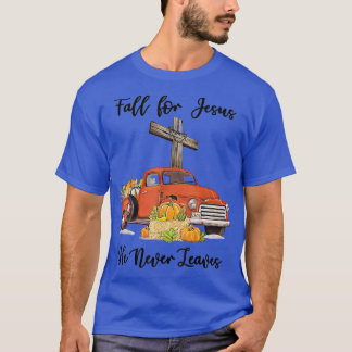Fall für Jesus, Verlasse er nie Pumpkin Truck Dank T-Shirt