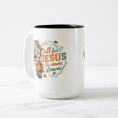 Fall für Jesus... Zweifarbige Tasse (Vorderseite Links)