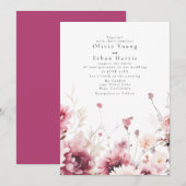Fall Fuschia Hochzeitseinladung Einladung (Vorne/Hinten)