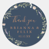 Fall Garden Wildblume Danke Gastgeschenk Hochzeit Runder Aufkleber (Vorderseite)