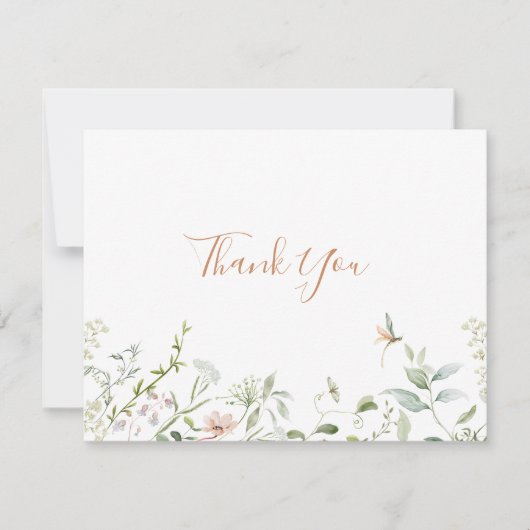 Fall Garden Wildblume Flat Wedding Dankeskarte (Vorderseite)