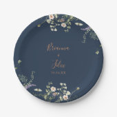 Fall Garden Wildblume Minimalistisch Hochzeitstort Pappteller (Vorderseite)