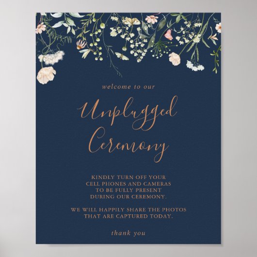 Fall Garden Wildblume Unplugged Zeremony Sign Poster (Vorne)