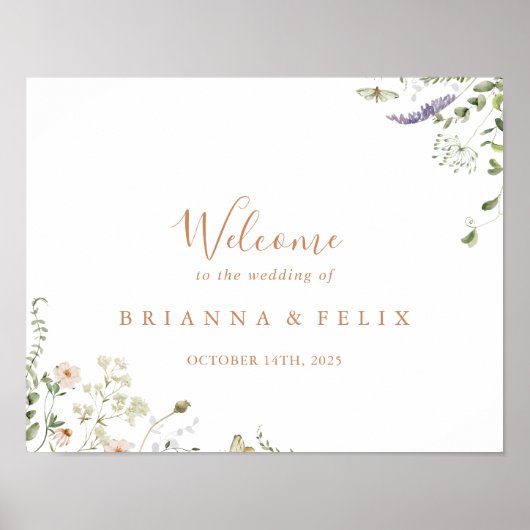 Fall Garden Wildblume Wedding Willkommenszeichen Poster (Vorne)