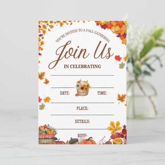 Fall Gathering Celebration Design Einladung (Stehend Vorderseite)