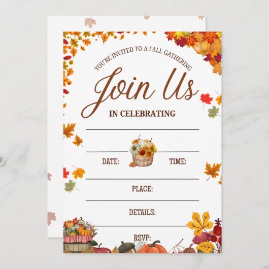 Fall Gathering Celebration Design Einladung (Vorne/Hinten)