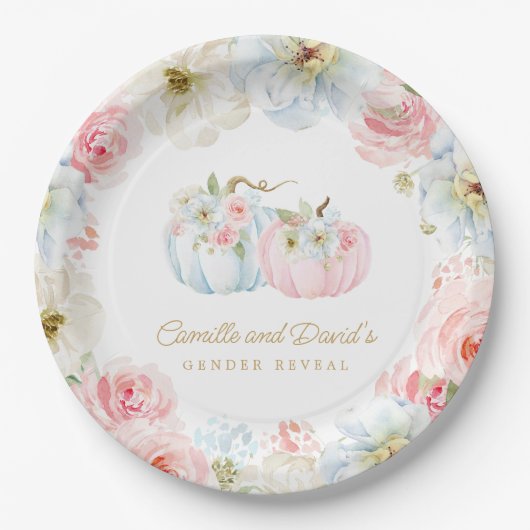 Fall Gender offenbaren rosa und blaue Pumpkins Pappteller (Vorderseite)