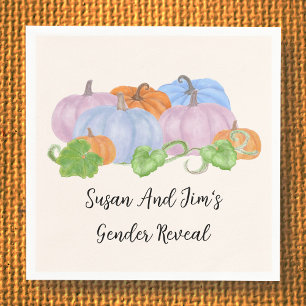 Fall Gender Reveal Little Pumpkin Theme Napkins Serviette