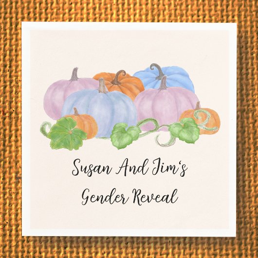Fall Gender Reveal Little Pumpkin Theme Napkins Serviette