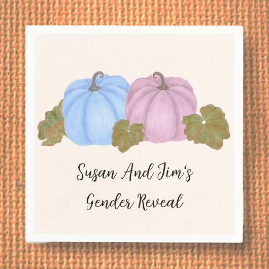 Fall Gender Reveal Little Pumpkin Theme Napkins Serviette