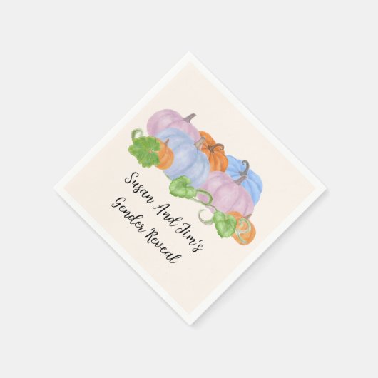 Fall Gender Reveal Little Pumpkin Theme Napkins Serviette (Ecke)