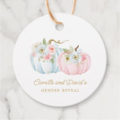 Fall Gender Reveal Pumpkin Baby Shower Geschenkanhänger (Vorderseite)