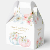 Fall Gender Reveal Pumpkin Baby Shower Geschenkschachtel (Rückseite)