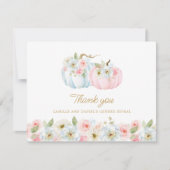 Fall Gender Reveal Pumpkin Danke Karte (Vorderseite)