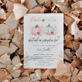 Fall Gender Reveal Pumpkin Pink & Blue Einladung