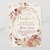 Fall Geometric Boho Floral Pumpkin ist auf dem Weg Einladung (Vorne/Hinten)
