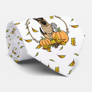 Fall German Shepherd Dog (black tan) Pumpkins Cute Krawatte