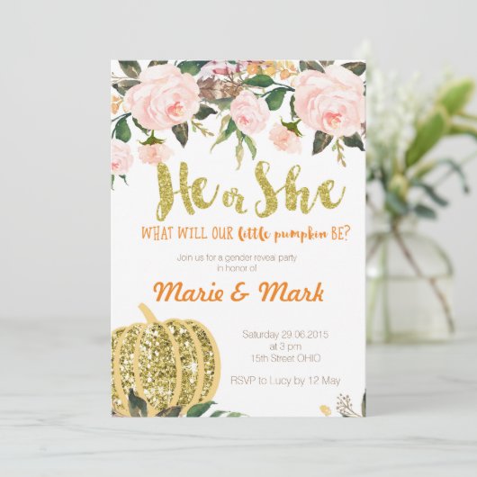 Fall-Geschlecht decken Einladung auf (Stehend Vorderseite)