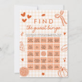Fall Gingham Finden Sie das Bingo Baby Shower Game Einladung (Vorderseite)