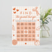 Fall Gingham Finden Sie das Bingo Baby Shower Game Einladung (Stehend Vorderseite)