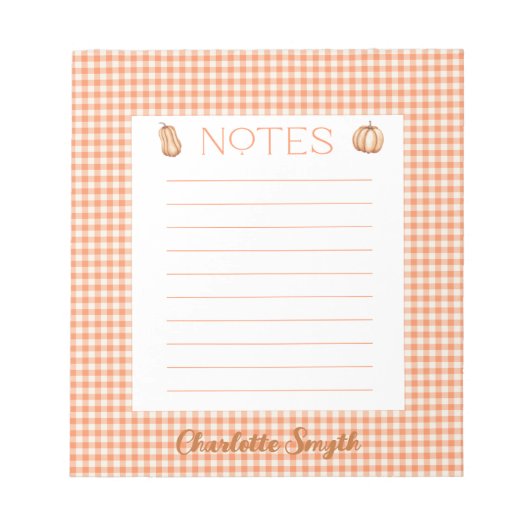 Fall Gingham Notepad Notizblock (Vorderseite)