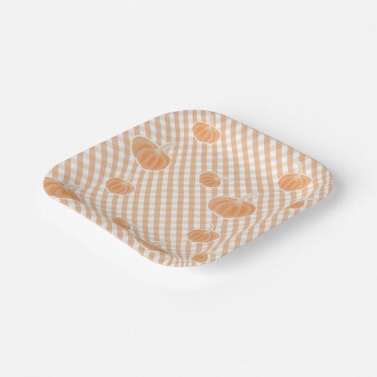Fall Gingham Pumpkin - Erntedank Paper Plate Pappteller (Gewinkelt)