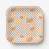 Fall Gingham Pumpkin - Erntedank Paper Plate Pappteller (Vorderseite)