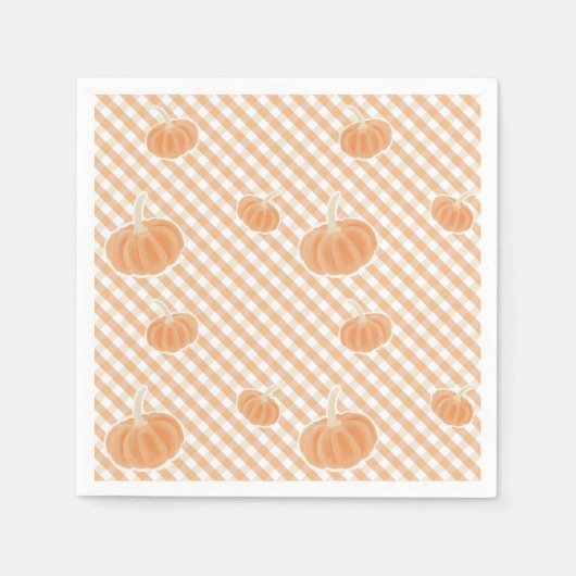Fall Gingham Pumpkin Napkin - Dekoration des Ernte Serviette (Vorderseite)
