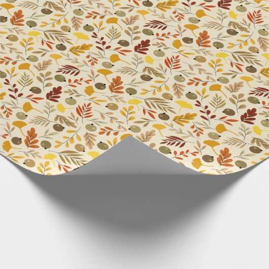 Fall Ginkgo Blätter und Olivenmuster Geschenkpapier (Ecke)