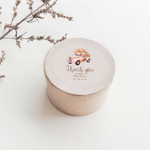 Fall Girl Baby Dusche Pink Pumpkin Truck Runder Aufkleber