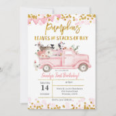 Fall Girl Farm Pink Pumpkin Truck Geburtstag Einladung (Vorderseite)