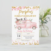 Fall Girl Farm Pink Pumpkin Truck Geburtstag Einladung (Stehend Vorderseite)