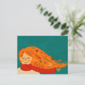 Fall Girl Red Scarf Postkarte (Stehend Vorderseite)