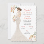 Fall Glam Bride in Gown Bridal Dusche Einladung (Vorderseite)