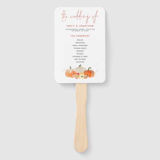 Fall Glittery Pumpkins Florals Wedding Program Fächer (Vorderseite)