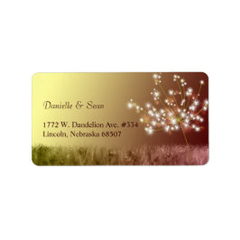 Fall Glitzy Dandelion Wedding Address Adressaufkleber