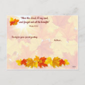 Fall Glory, Christlicher Erntedank Feiertagspostkarte (Rückseite)