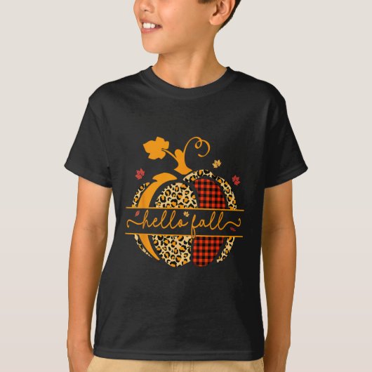Fall glücklich Fall Y'alle Herbst Pumpkin Leopard T-Shirt (Vorderseite)