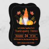 Fall Gnome Black Background Einladung (Vorne/Hinten)