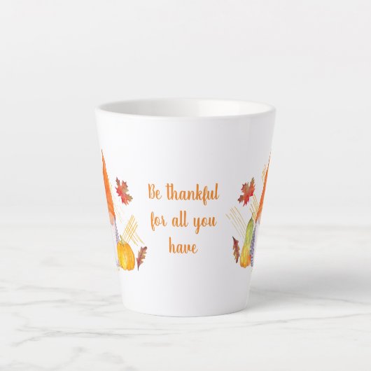 Fall Gnome Erntedank Milchtasse (Vorderseite)