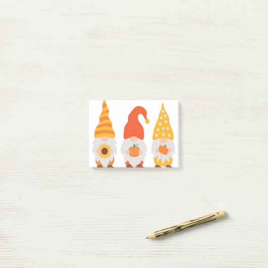 Fall Gnome. Herbstschwinze im niedlichen Cartoon. Post-it Klebezettel (Auf Schreibtisch)