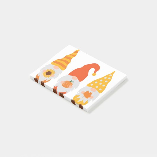 Fall Gnome. Herbstschwinze im niedlichen Cartoon. Post-it Klebezettel (angewinkelt)