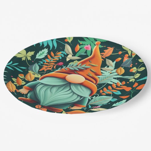 Fall Gnome Pappteller (Schrägansicht)