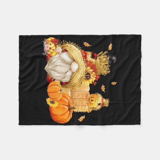 Fall Gnome Scarecrow Gnome Fall Halloween Thanksgi Fleecedecke (Vorderseite (Horizontal))
