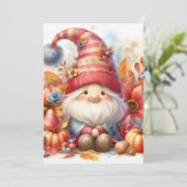 Fall Gnome und Blätter Aquarellkalligrafie Einladung (Stehend Vorderseite)