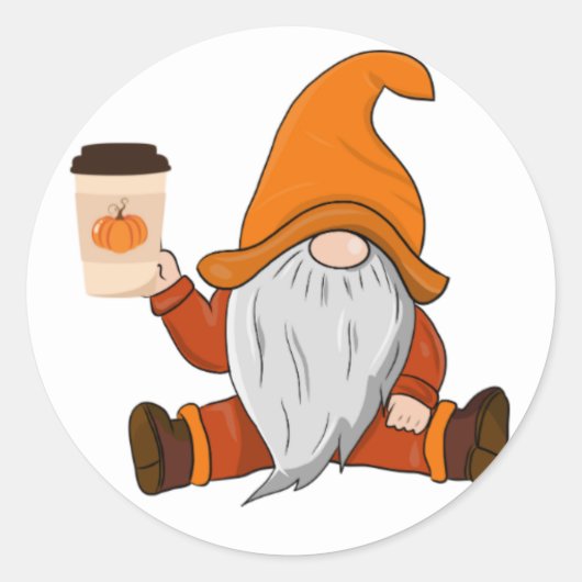 Fall Gnome und Coffee Vinyl Aufkleber (Vorderseite)