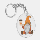 Fall Gnome und Kaffeetasse Schlüsselanhänger (Vorderseite links)